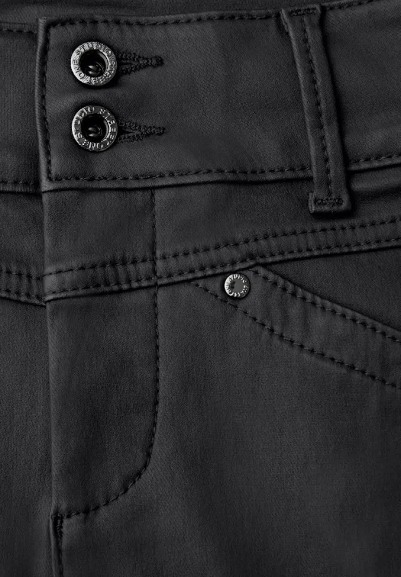 STREET ONE STUDIO Hosen*Coated Slim Fit Hose Black