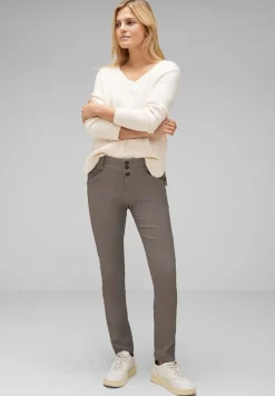 Street One Hosen*Coating Slim Fit Hose shiny sandy mocca
