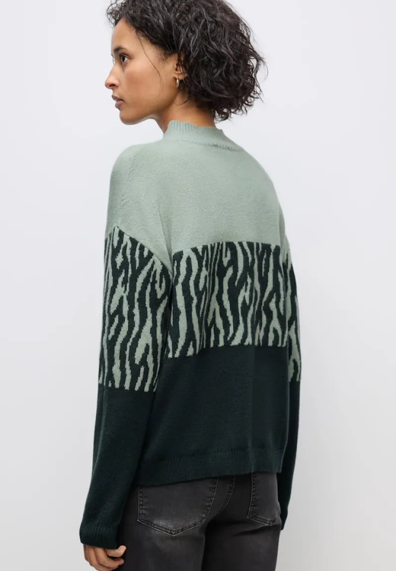 Street One Pullover & Sweatshirts*Color-Block Jacquard Sweater evernight green