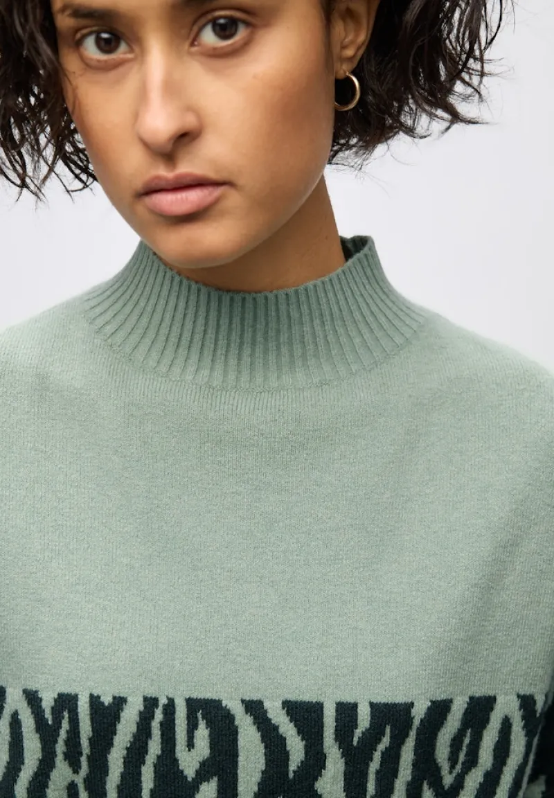 Street One Pullover & Sweatshirts*Color-Block Jacquard Sweater evernight green