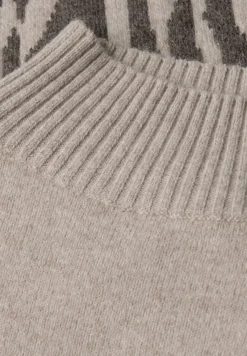 Street One Pullover & Sweatshirts*Color-Block Jacquard Sweater dark nomad brown mel.