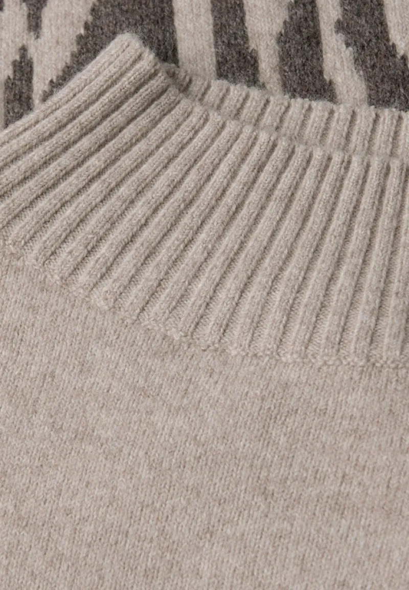 Street One Pullover & Sweatshirts*Color-Block Jacquard Sweater dark nomad brown mel.