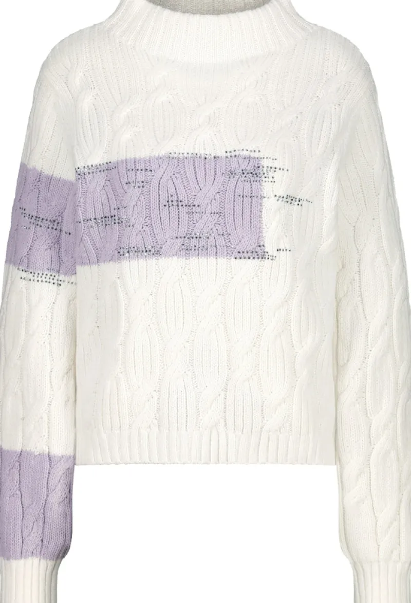 Monari Pullover & Sweatshirts*Colourblocking-Pullover mit Zopfmuster off-white