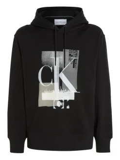 Calvin Klein Jeans Pullover & Sweatshirts*CONNECTED LAYER LANDSCAPE HOODIE ck black