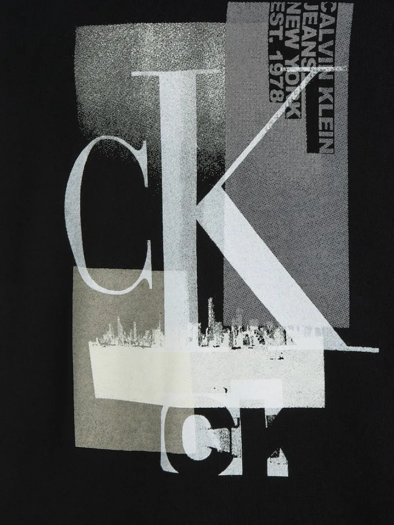 Calvin Klein Jeans Pullover & Sweatshirts*CONNECTED LAYER LANDSCAPE HOODIE ck black