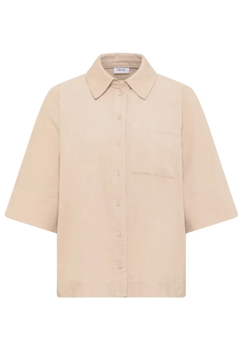 Cecil Blusen*Cord Hemdbluse oat milk beige