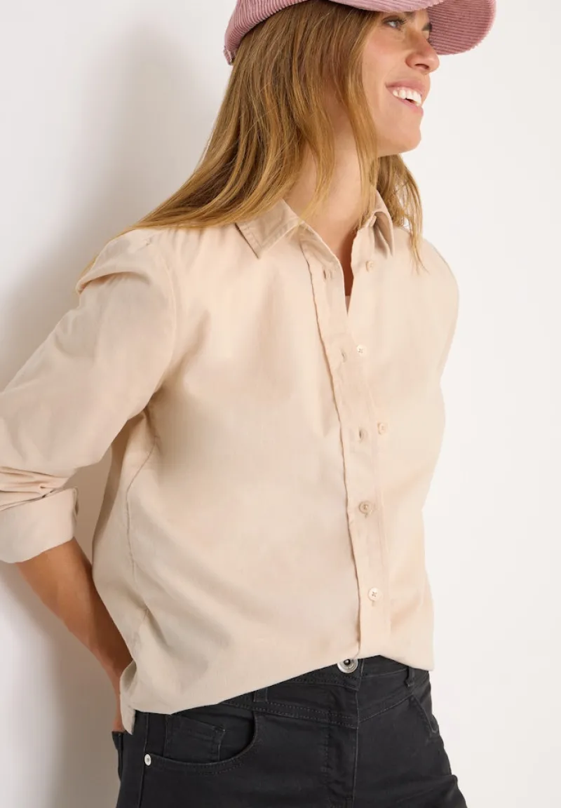 Cecil Blusen*Cord Hemdbluse oat milk beige