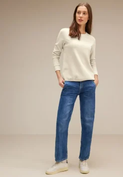 Street One Pullover & Sweatshirts*Cord Langarmshirt smooth sand beige