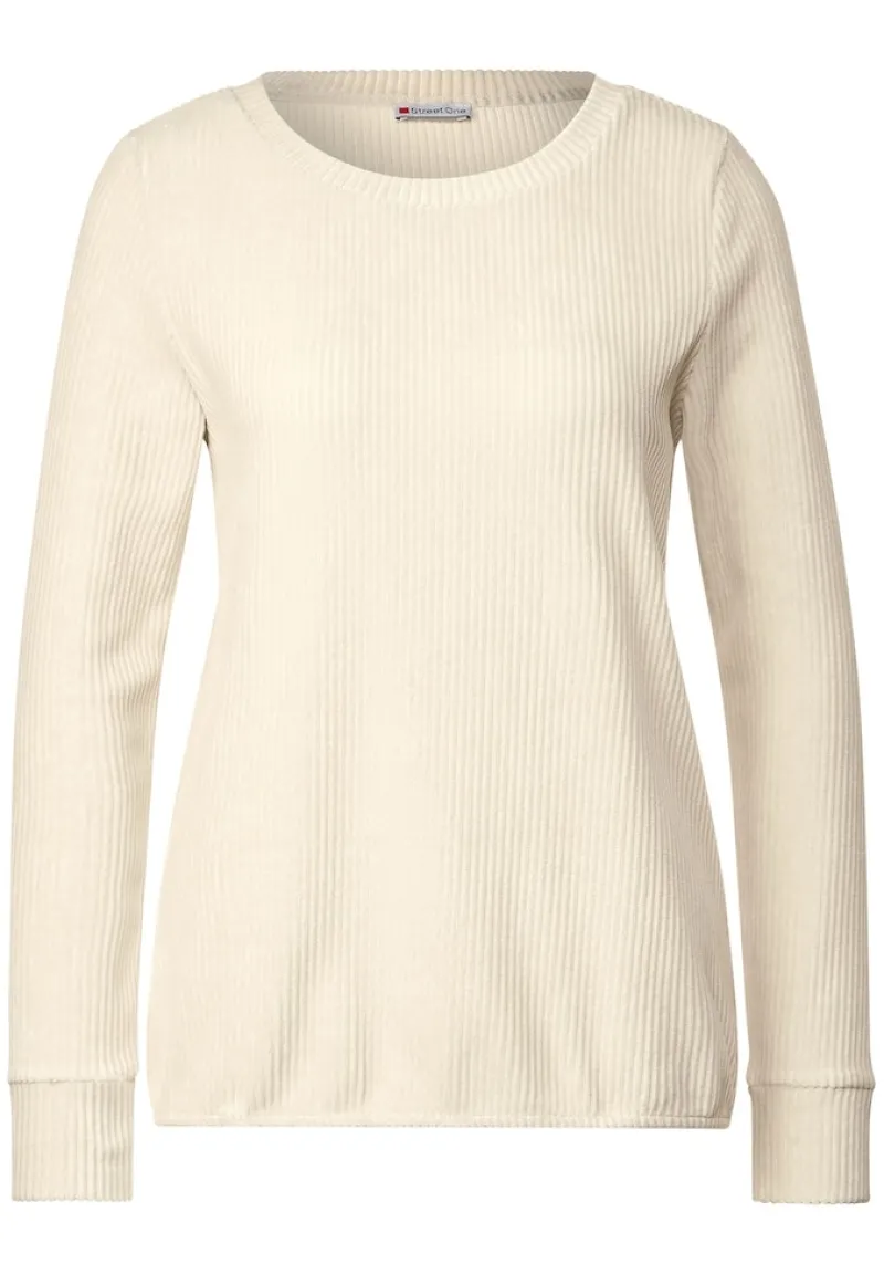 Street One Pullover & Sweatshirts*Cord Langarmshirt smooth sand beige
