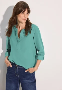 Cecil Blusen*Cord-Bluse in Unifarbe adriatic green