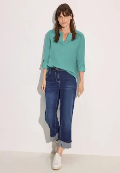 Cecil Blusen*Cord-Bluse in Unifarbe adriatic green