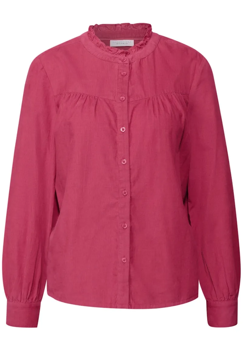 STREET ONE STUDIO Blusen*Cordbluse mit Rüschendetails dark candy pink