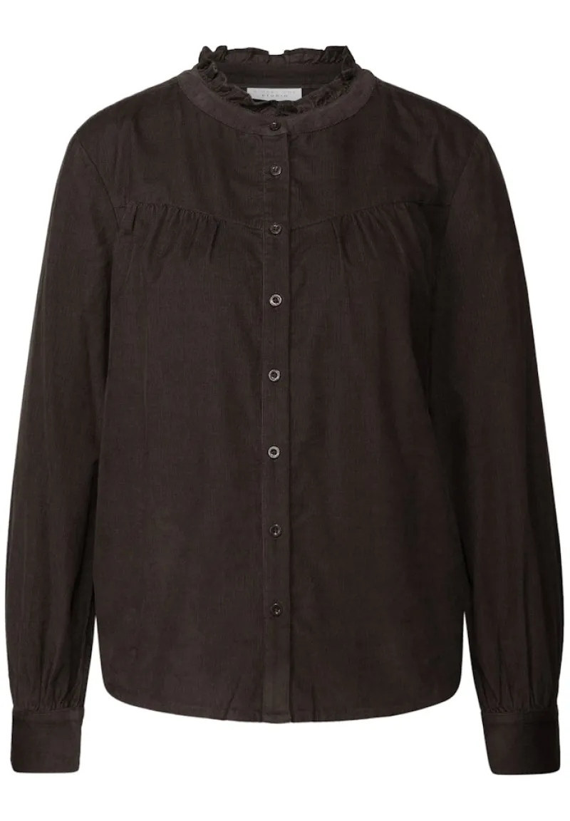 STREET ONE STUDIO Blusen*Cordbluse mit Rüschendetails dark auburn brown