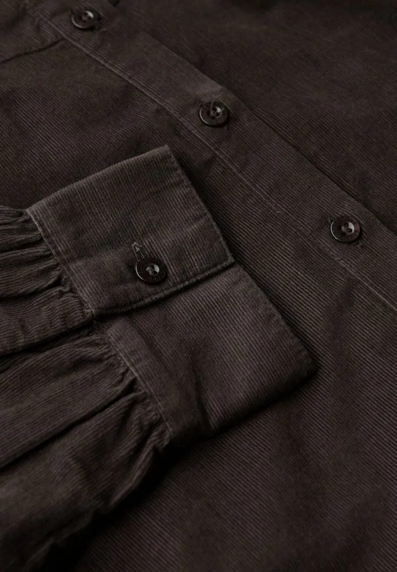 STREET ONE STUDIO Blusen*Cordbluse mit Rüschendetails dark auburn brown