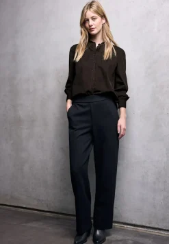 STREET ONE STUDIO Blusen*Cordbluse mit Rüschendetails dark auburn brown