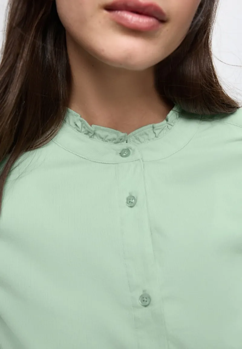 Street One Blusen*Cordbluse mit Tunnelzug serene green