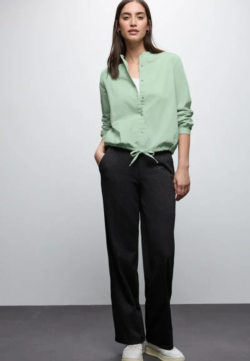 Street One Blusen*Cordbluse mit Tunnelzug serene green