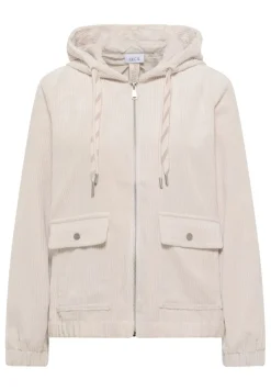 Cecil Jacken*Cordjacke mit Kapuze oat milk beige