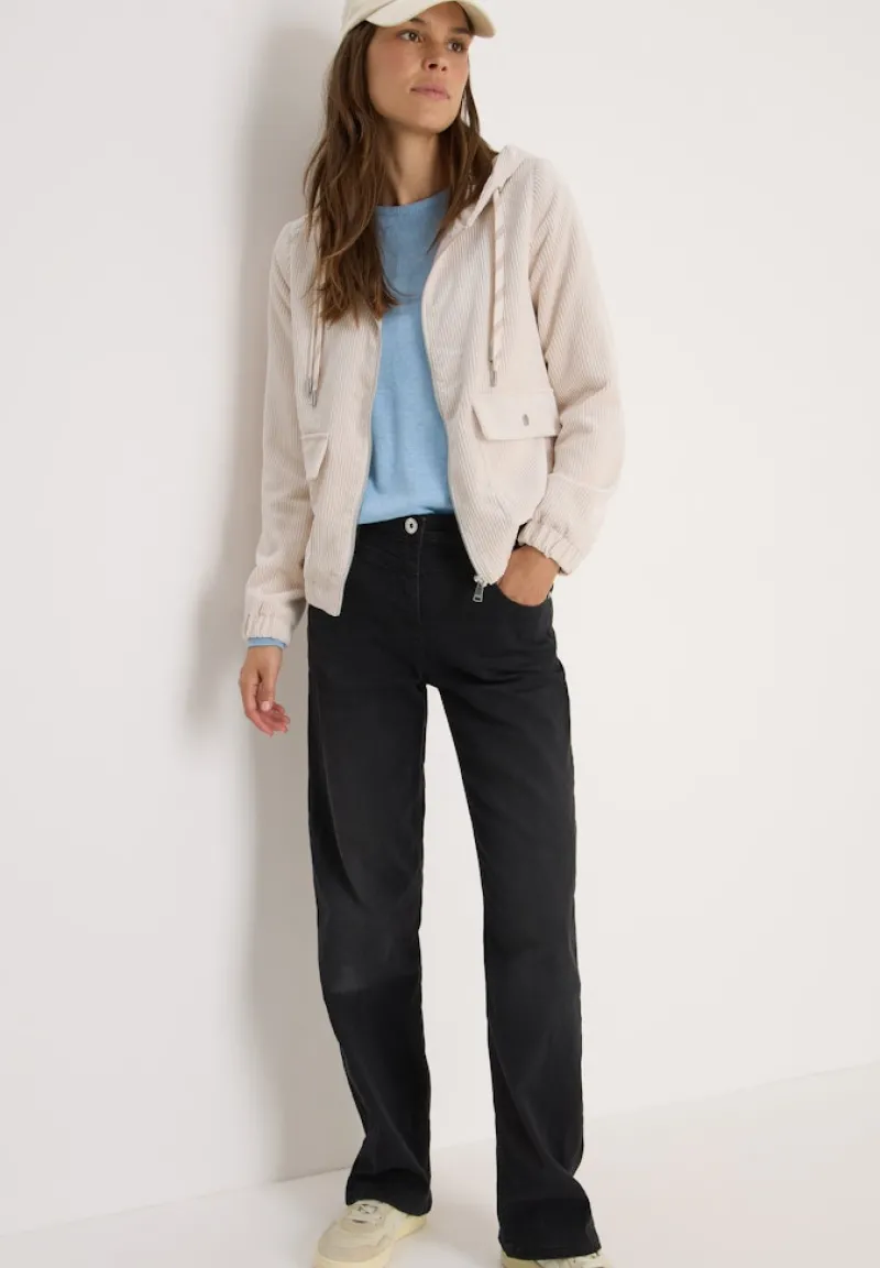 Cecil Jacken*Cordjacke mit Kapuze oat milk beige