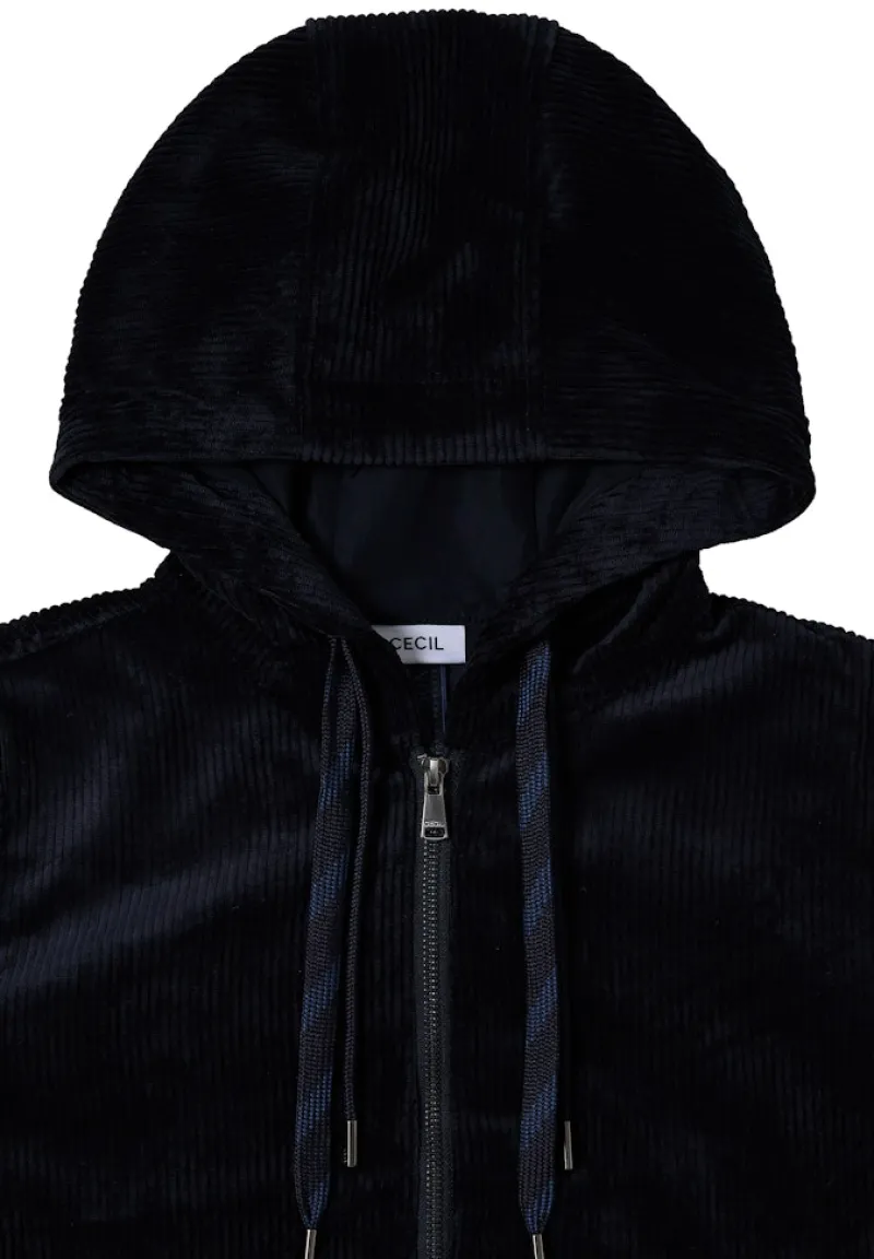 Cecil Jacken*Cordjacke mit Kapuze urban dark blue