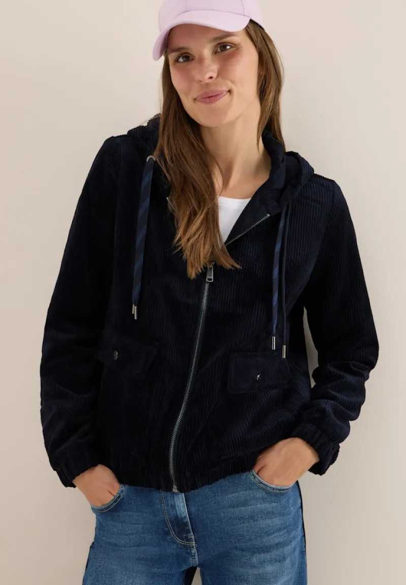 Cecil Jacken*Cordjacke mit Kapuze urban dark blue