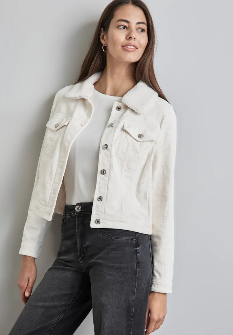 Street One Jacken*Cordjacke mit Teddy Kragen lucid white