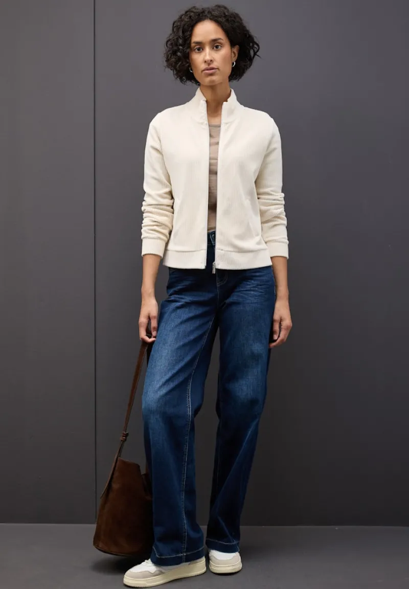 Street One Pullover & Sweatshirts*Cordjacke mit Zipper soft beige