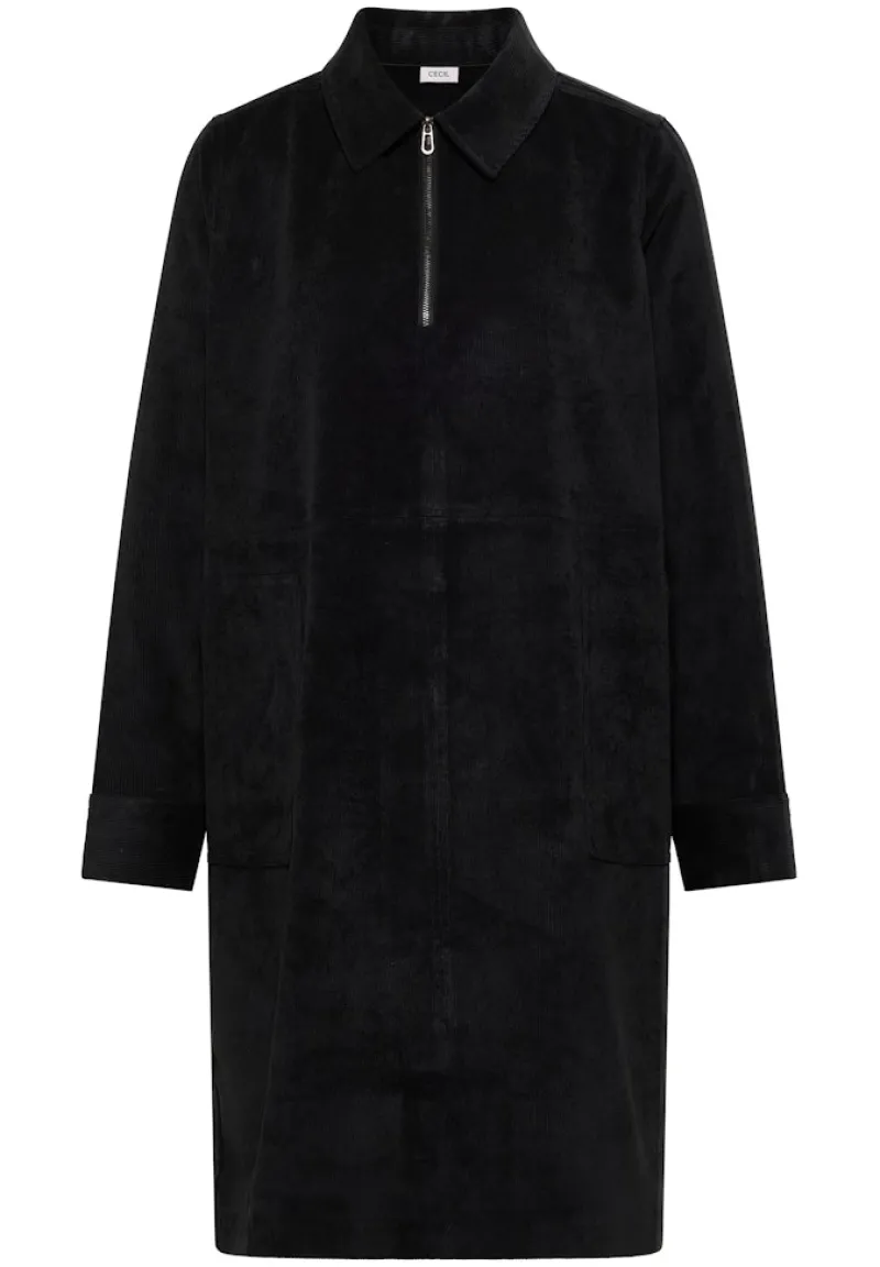 Cecil Kleider*Cordkleid mit Zipper Black