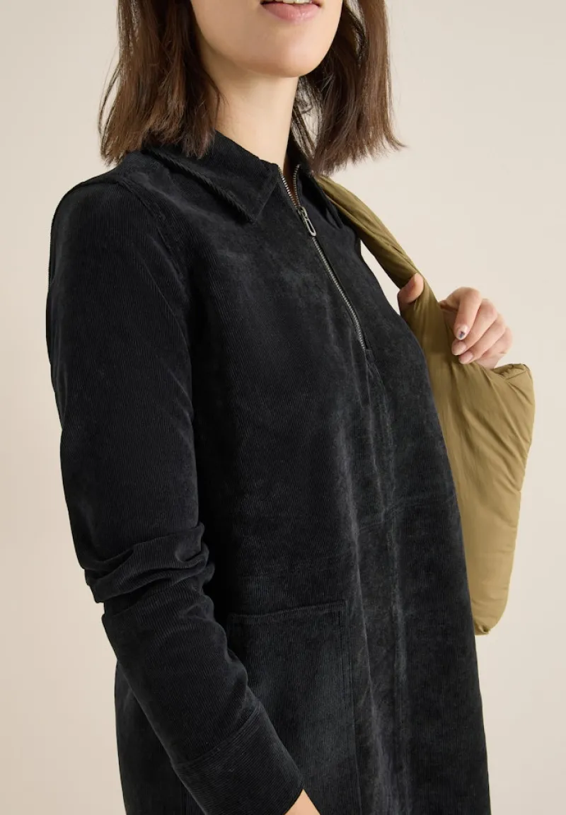 Cecil Kleider*Cordkleid mit Zipper Black