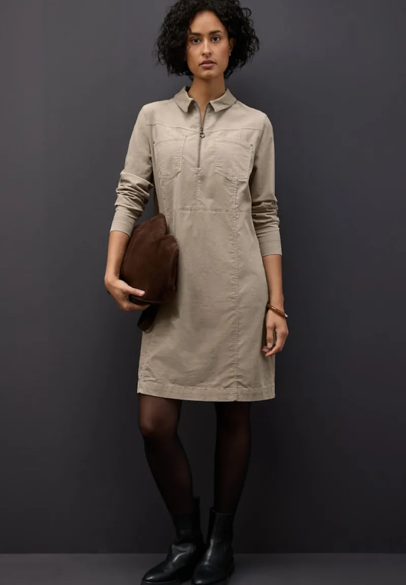Street One Kleider*Cordkleid mit Zipper morning beige