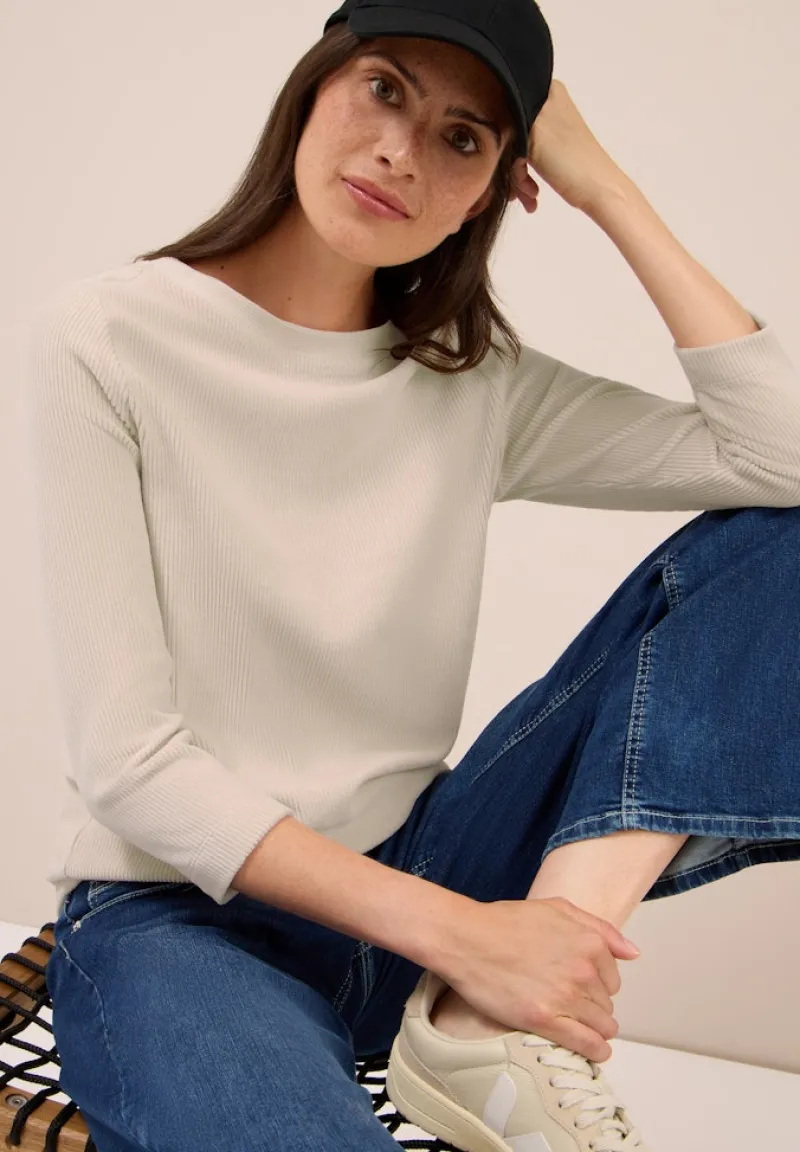 Cecil Shirts*Cordshirt in Unifarbe oat milk beige