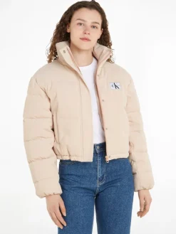 Calvin Klein Jeans Jacken*CORDUROY CROPPED PUFFER putty beige