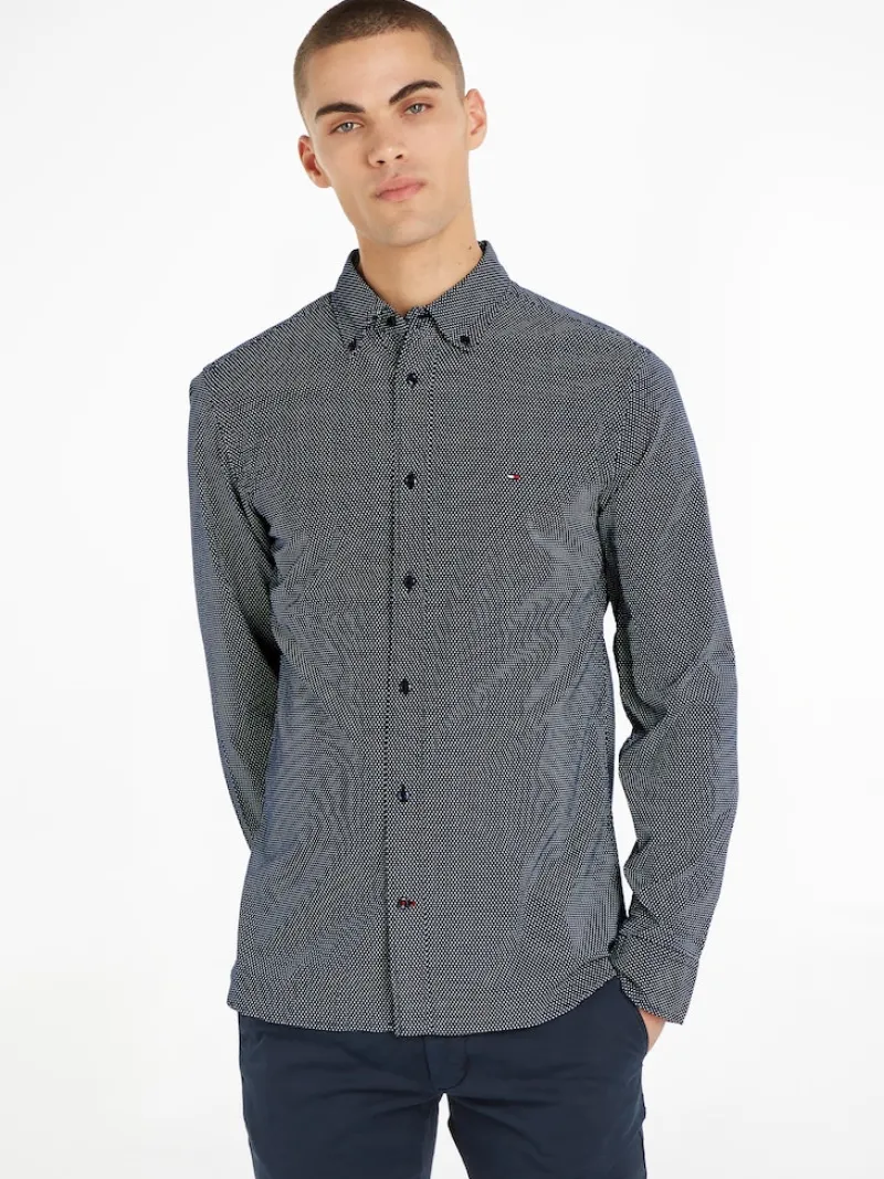 Tommy Hilfiger Hemden|Big Boys*CORE FLEX MINI GEO PRT RF SHIRT carbon navy - white