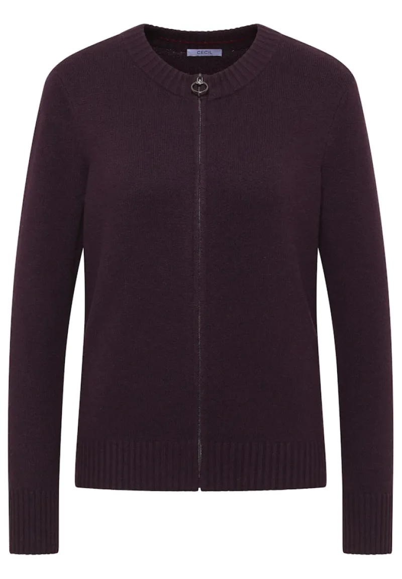 Cecil Pullover & Sweatshirts*Cosy Cardigan mit Zipper eggplant red melange