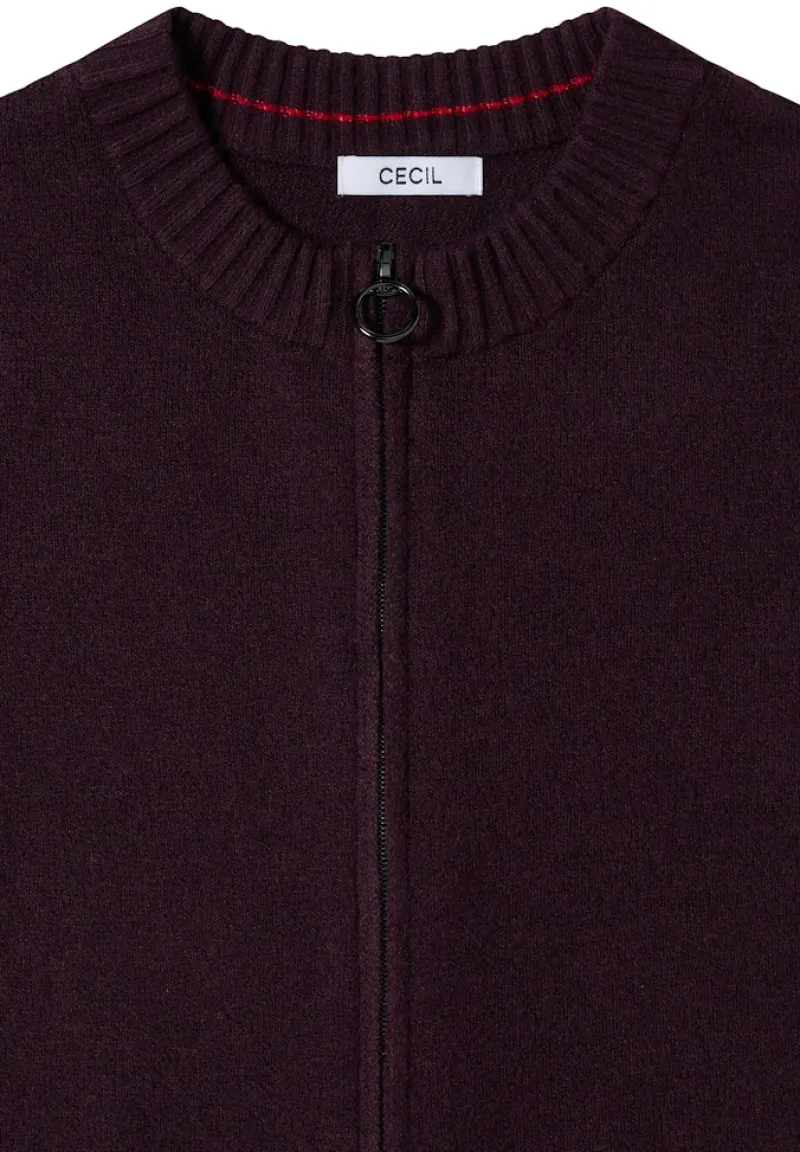 Cecil Pullover & Sweatshirts*Cosy Cardigan mit Zipper eggplant red melange