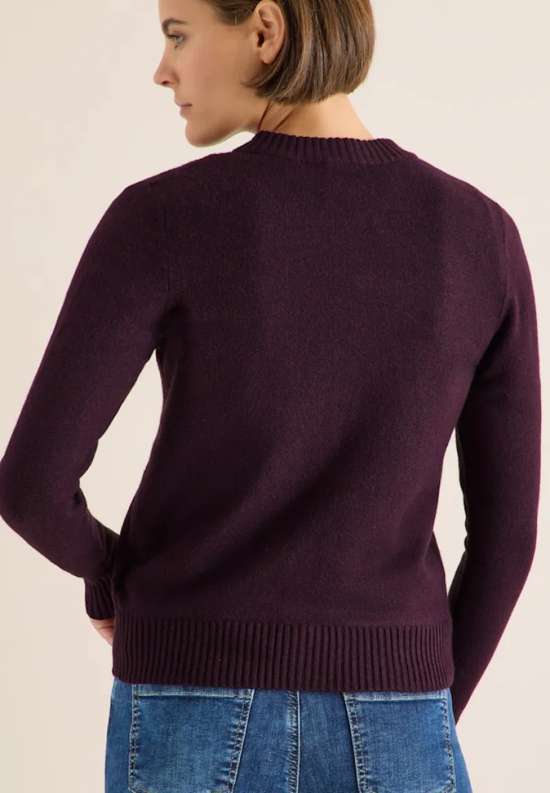 Cecil Pullover & Sweatshirts*Cosy Cardigan mit Zipper eggplant red melange