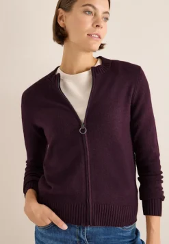 Cecil Pullover & Sweatshirts*Cosy Cardigan mit Zipper eggplant red melange