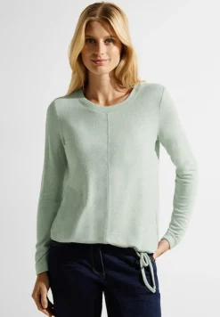 Cecil Shirts*Cosy Melange Langarmshirt clear sage green melange