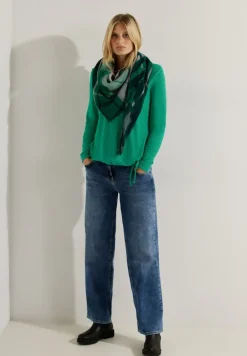 Cecil Shirts*Cosy Melange Langarmshirt easy green melange