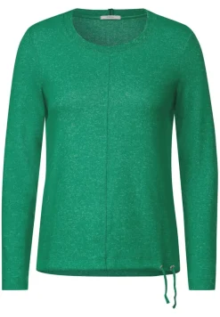 Cecil Shirts*Cosy Melange Langarmshirt easy green melange
