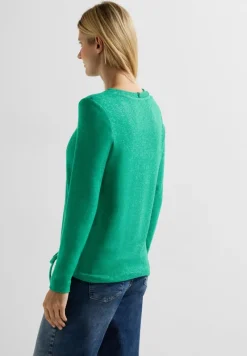 Cecil Shirts*Cosy Melange Langarmshirt easy green melange