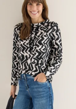 Cecil Shirts*Cosy Shirt mit Grafikmuster light greige melange