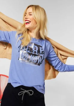 Street One Shirts*Cosy Shirt mit Partprint shiny blue melange