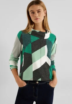 Cecil Shirts*Cosy Shirt mit Print cosy easy green melange