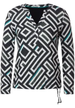 Cecil Shirts*Cosy Tunikashirt mit Print black melange