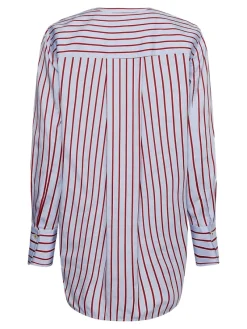 Tommy Hilfiger Blusen*COTTON SATEEN P-OVER TUNIC LS victoria stp breezy blue