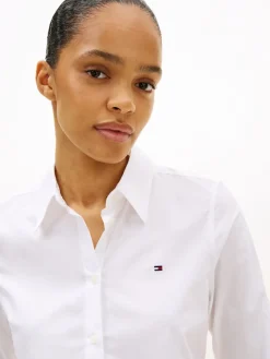 Tommy Hilfiger Blusen*COTTON STRETCH REGULAR LS SHIRT th optic white