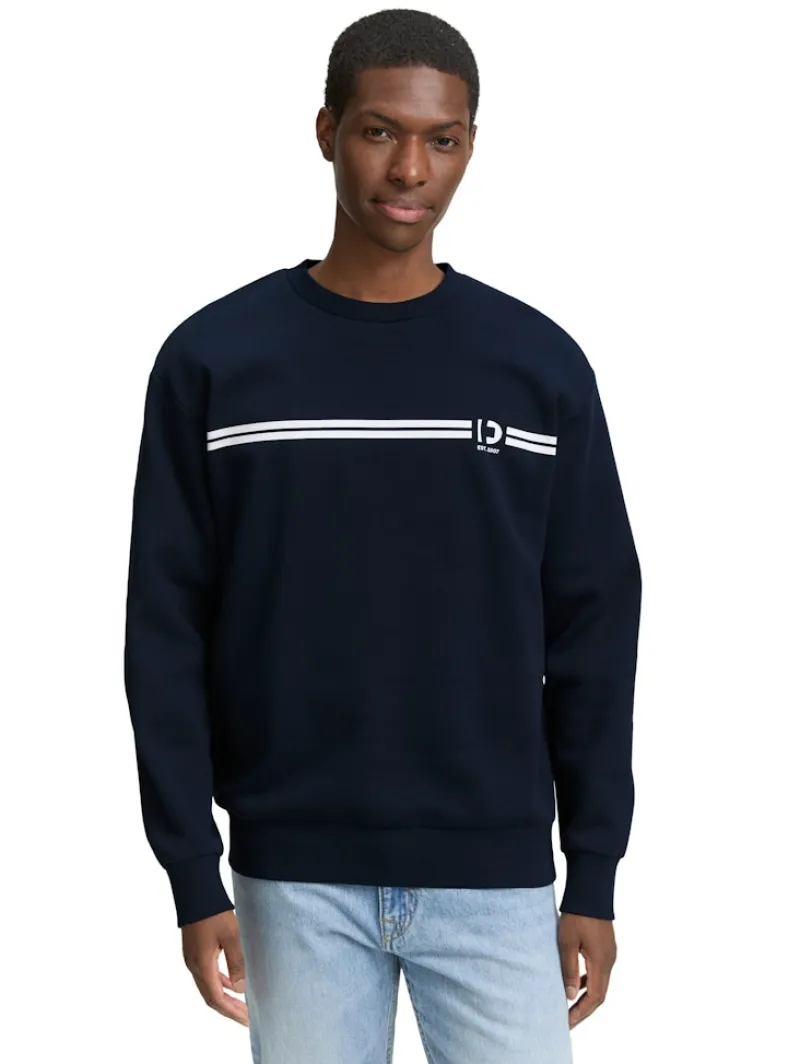 Tom Tailor Denim Pullover & Sweatshirts*Crewneck Sweatshirt mit Print sky captain blue