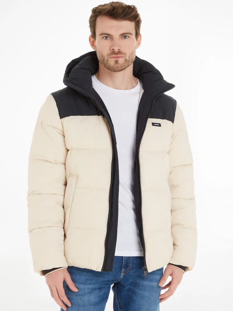 Calvin Klein Jacken|Big Boys*CRINKLE NYLON COLOR BLOCK QUILT stony beige