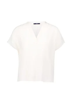 Zero Blusen*Crinkle-Bluse mit V-Ausschnitt Eggnog